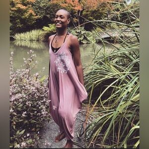 Blonde Peacock Women's Lotus Yoga Jumpsuit Romper One Piece Dusty Rose